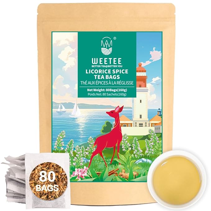 WT WEETEE Licorice Spice Herbal Tea Bags, 2g x 80 Counts, Sweet with Warming Spices Tea Includes