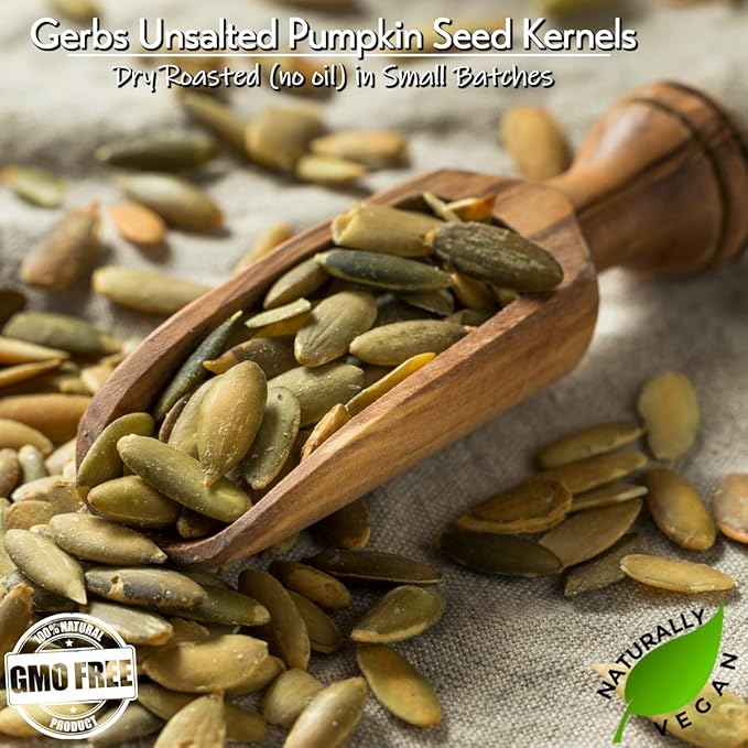 GERBS Unsalted Pumpkin Seed Kernels 2 LBS|Top 14 Allergy Free Food |Use in salads, yogurt, bake