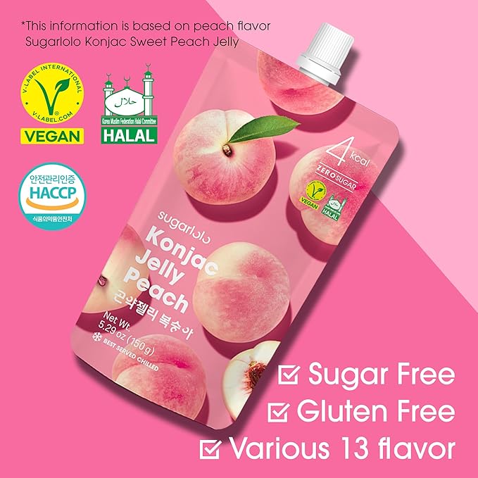 Sugarlolo Konjac Sweet Green Grape Jelly Snack - Vegan Jello with Zero Sugar | Only 4 Calories per