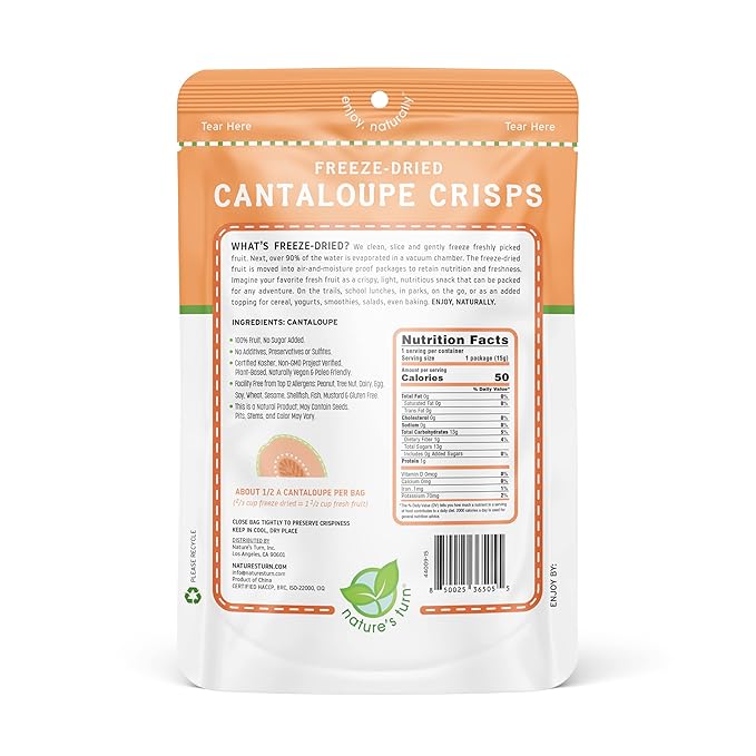 Nature’s Turn Freeze-Dried Cantaloupe Crisps – Healthy, Gluten-Free, Crispy & Delicious