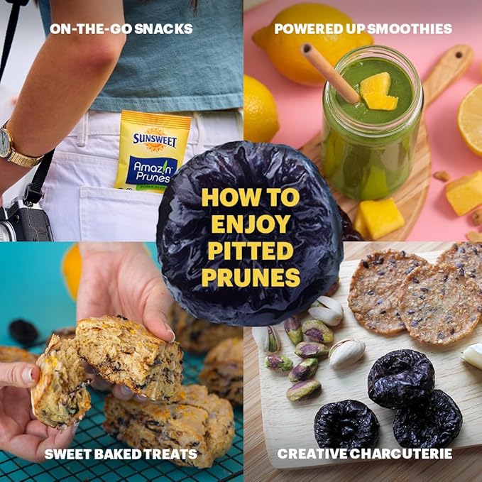 Sunsweet Amazin' Pitted Prunes - Dried Prunes Pitted Unsweetened - Gluten Free, Vegan, Low Fat