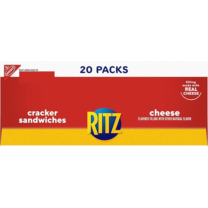 RITZ Cheese Sandwich Crackers, 20 Snack Packs (6 Crackers Per Pack) (Pack of 2)
