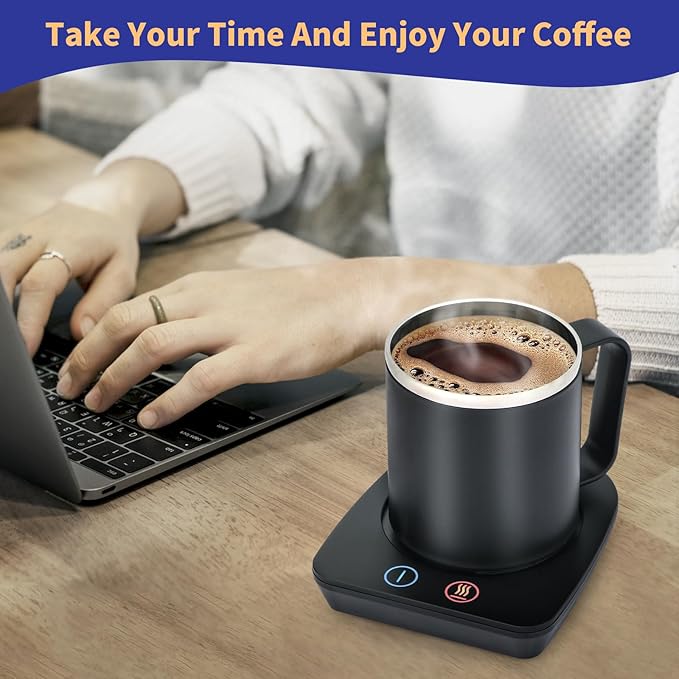 VOBAGA Coffee Mug Warmer with 15oz Mug Set, Electric Coffee Cup Warmer with Three Temperature