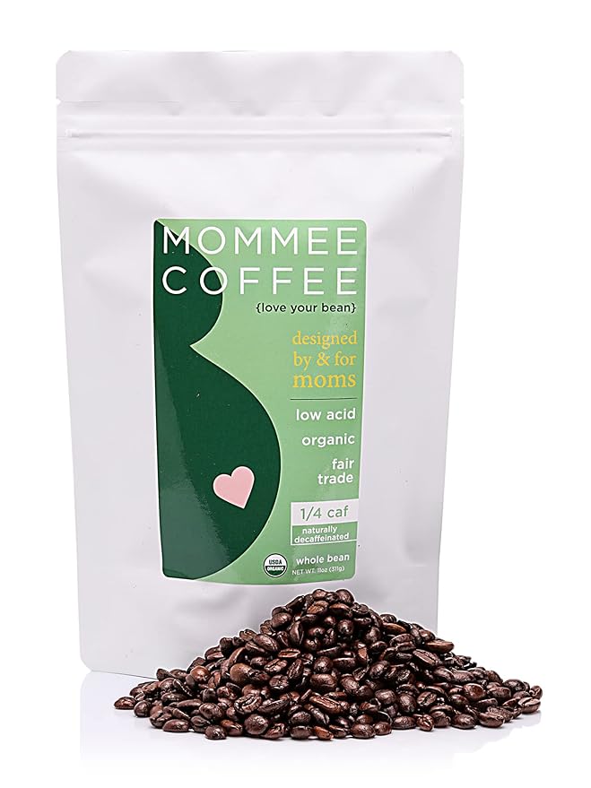 Mommee Coffee Quarter Caf Low Acid Whole Organic Coffee Beans - 100% Arabica Organic 1/4 Caff