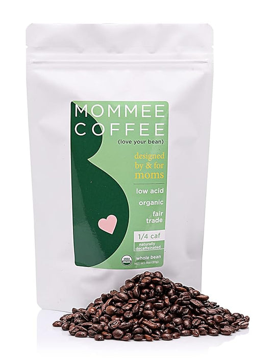Mommee Coffee Quarter Caf Low Acid Whole Organic Coffee Beans - 100% Arabica Organic 1/4 Caff