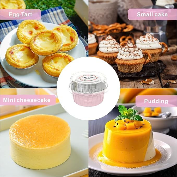 100 Pack Aluminum Foil Cuapcake Baking Cups w Lids Spoons and Stickers for Witch Pink Birthday