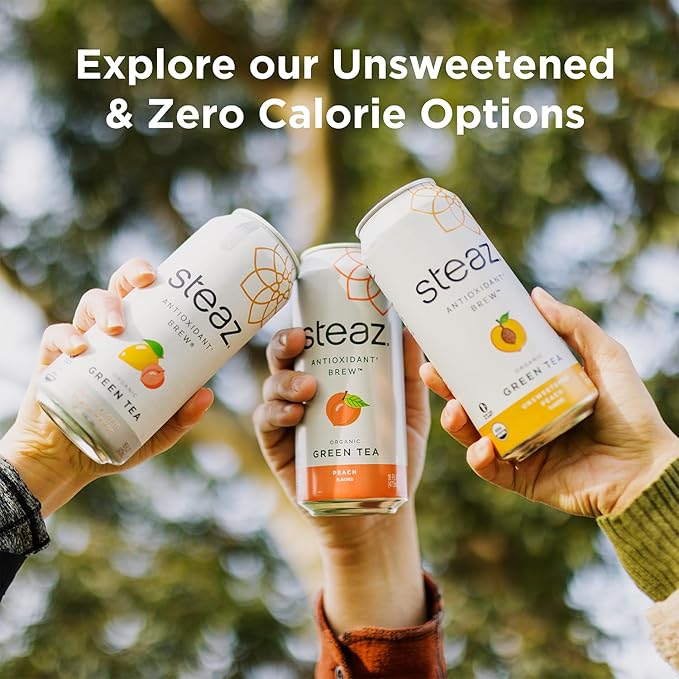 Steaz - Organic Green Tea - Mint (12 Pack) - Antioxidant Brew - 65mg Natural Caffeine, 90 Calories
