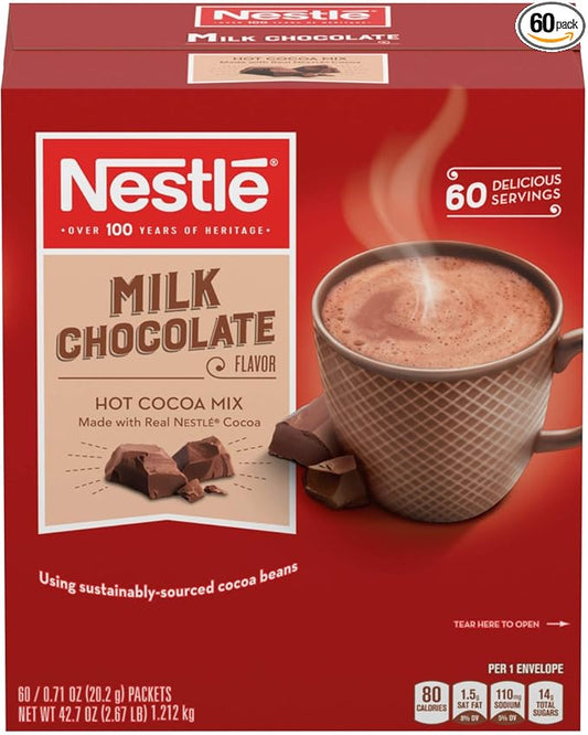 Nestle Hot Chocolate Packets, Milk Chocolate Flavor Hot Cocoa Mix, Made with Real Cocoa, Bulk Pack