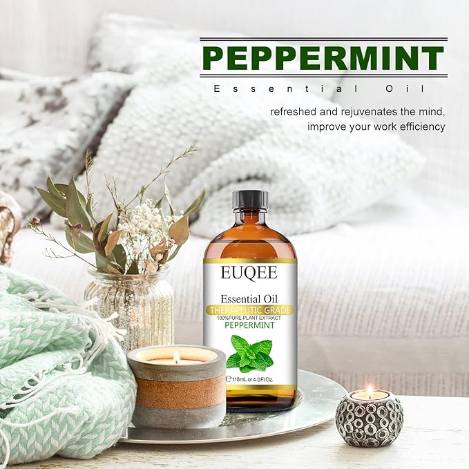 Peppermint Essential Oil 118 ml Pure Peppermint Oil with Glass Dropper, Great for Aromatherapy