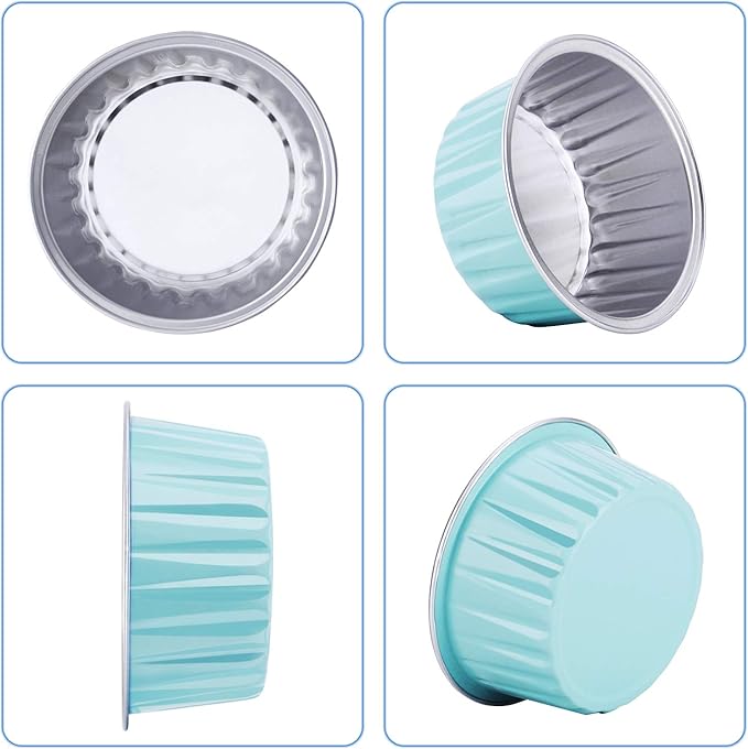 EUSOAR Disposable Foil Ramekins with Lids, 30pcs 5oz 125ml Aluminum Foil Muffin Liners Cupcake