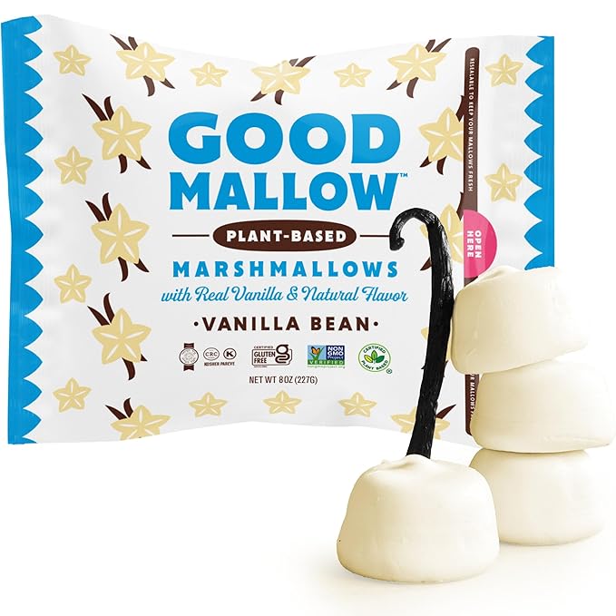 GoodMallow Vegan Marshmallows - Large Kosher Halal Gluten Free Dairy Free Healthy- Natural Gelatin