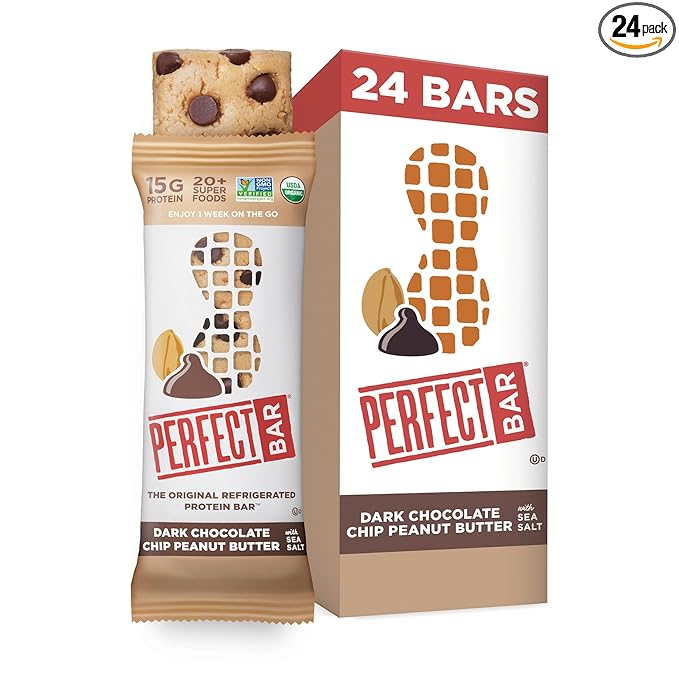 Perfect Bar Original Refrigerated Protein Bar, Dark Chocolate Chip Peanut Butter, 2.3 Ounce Bar, 8
