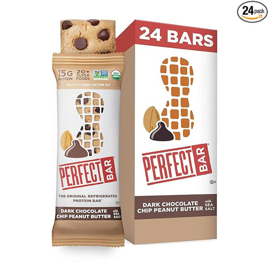 Perfect Bar Original Refrigerated Protein Bar, Dark Chocolate Chip Peanut Butter, 2.3 Ounce Bar, 8