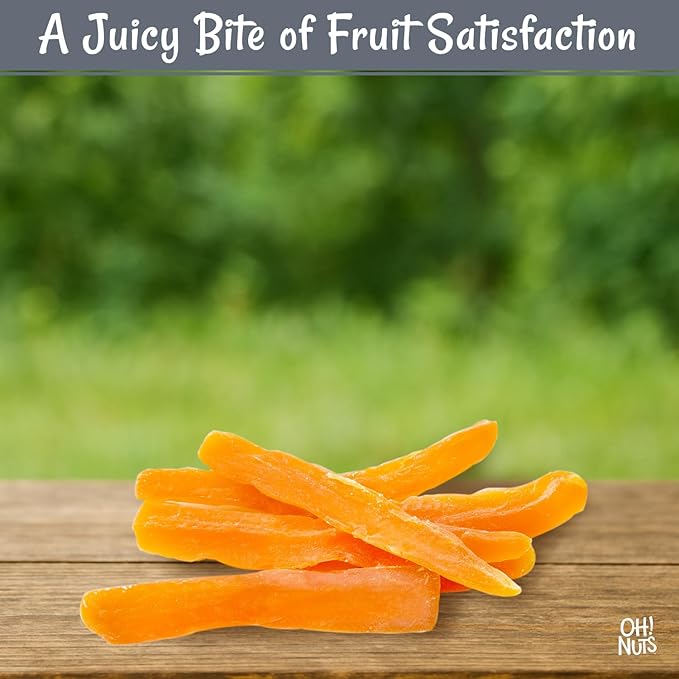 Oh! Nuts Dried Papaya Spears - 2 lb - Dried Fruit Spears - Less Sugar Added - Dehydrated Fruit
