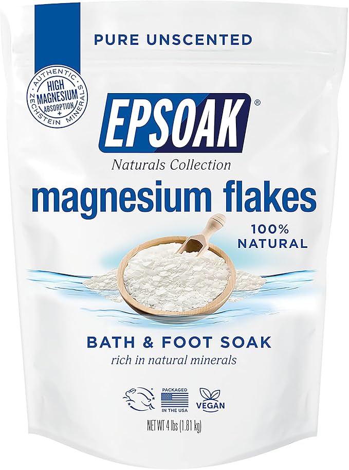 Epsoak Naturals Collection Magnesium Flakes for Foot Spa & Relaxing Bath, 4 lb, 100% Natural &