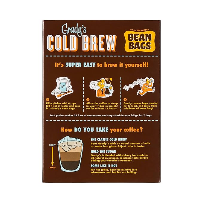 GRADY’S COLD BREW, French Vanilla, 100% Arabica Ground Coffee & Chicory Pouches, TWO Bundles of 4