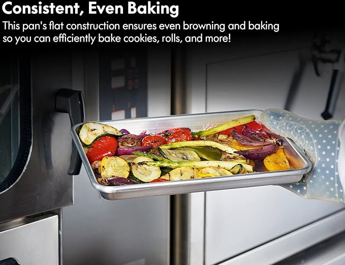 CURTA 12 Pack Aluminum Sheet Pan, NSF Listed Half Size 13 x 9 inch Commercial Bakery Cake Bun Pan