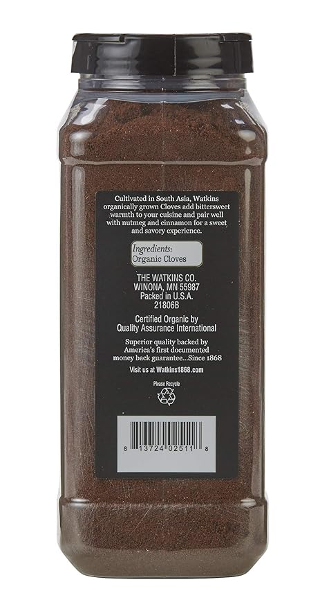 Watkins Gourmet Spice, Organic Ground Cloves, Bulk Food Service Size, 15.9 oz (Pack of 1)