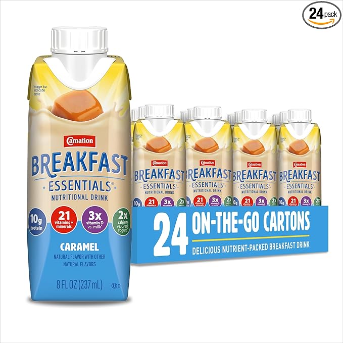 Carnation Breakfast Essentials Original Nutritional Drink, New Caramel Flavor, Ready-to-Drink, 10g