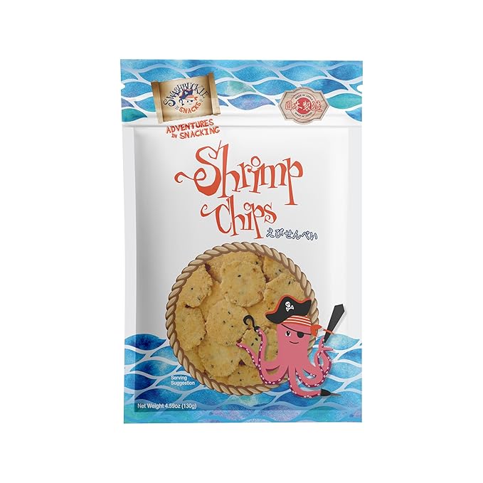 Shrimp Chips Snack, Ebi Senbei 4.59oz (130g), Authentic Japanese Snack by Swashbuckle Snacks, Made