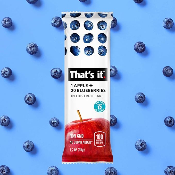 That's it. Apple + Blueberry 100% Natural Real Fruit Bar, Best High Fiber Vegan, Gluten Free