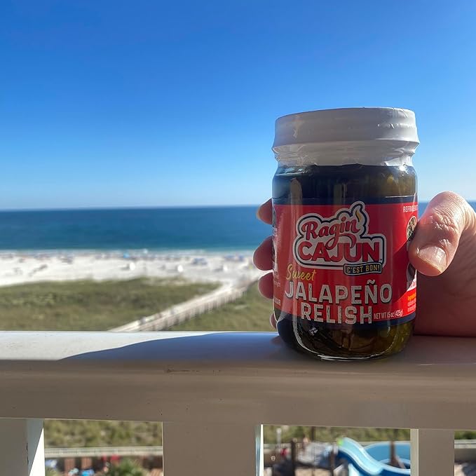 Sweet Jalapeno Relish - 15 oz Jar, All Natural - Spicy Sweet Louisiana Condiment for Dips, Hot