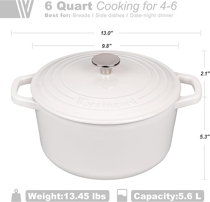 Enameled Cast Iron Dutch Oven Pot with Lid, for Bread Baking, Round Bread Oven- include Sourdough
