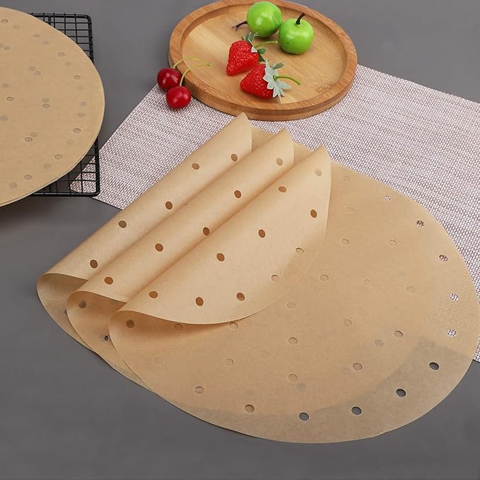 Beasea Air Fryer Round Liners - 12 Inch, 200pcs Unbleached Parchment Paper for Air Fryer and