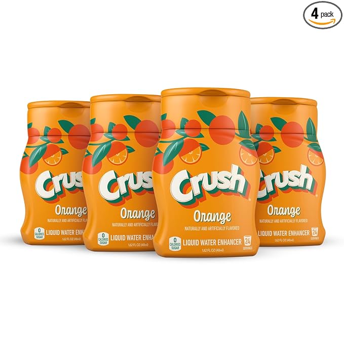 Crush, Orange, Liquid Water Enhancer - New, Better Taste! (4 Bottles, Makes 96 Flavored Water