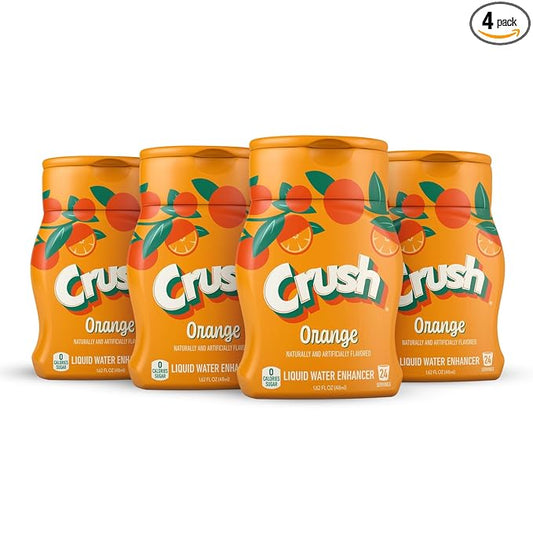 Crush, Orange, Liquid Water Enhancer - New, Better Taste! (4 Bottles, Makes 96 Flavored Water