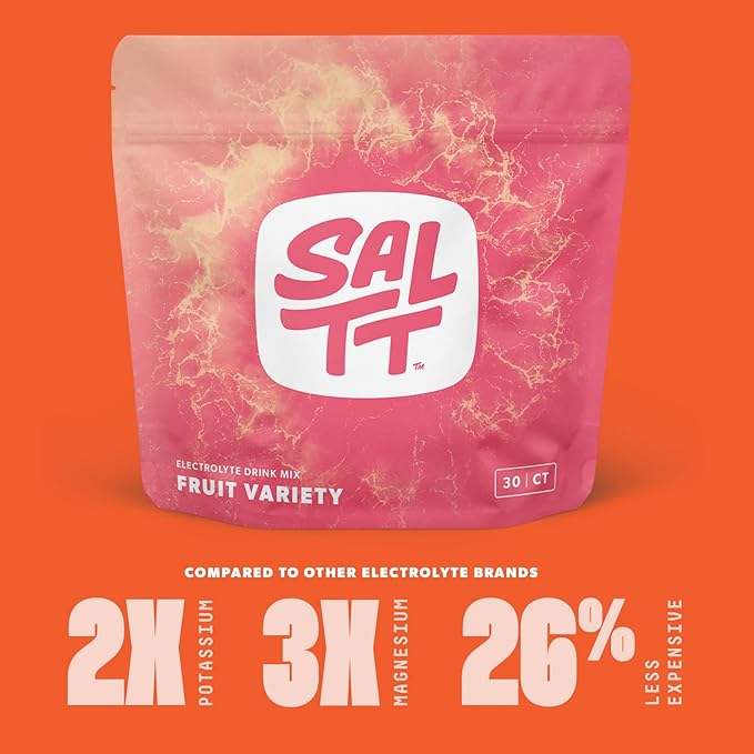 Keto Chow SALTT Electrolytes Powder Packets, Fruit Variety Pack (30 Packets) - Magnesium
