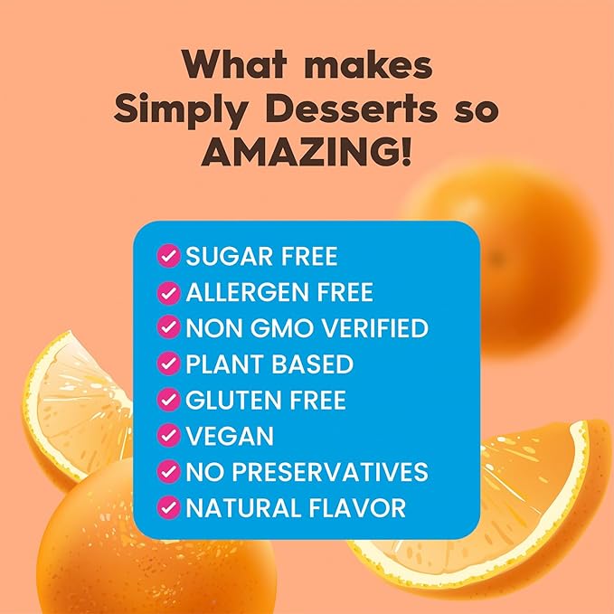 Simply Desserts Sugar-Free Orange Jel, 6-Pack - Vegan Dessert, Keto Snacks, Diabetic Friendly &