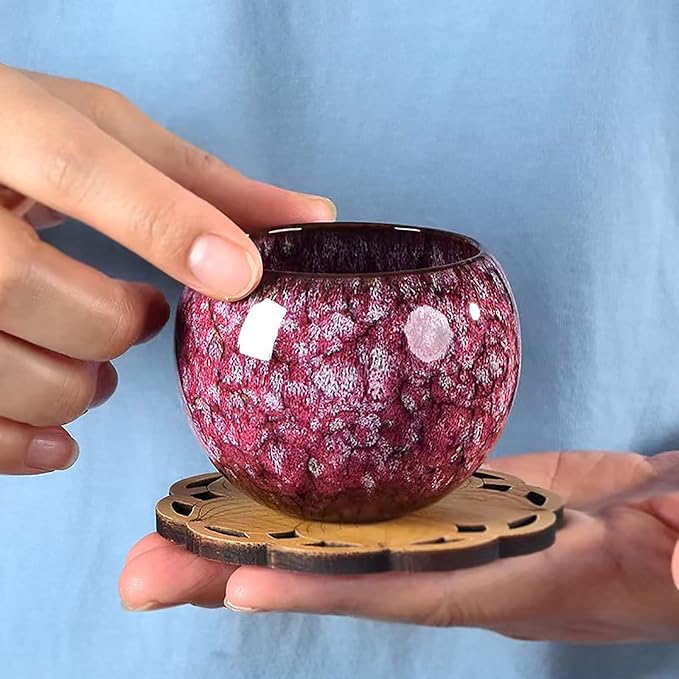 MQjzsh Chinese Japanese teacups, porcelain, kung fu teacups, handmade four-piece sakura powder