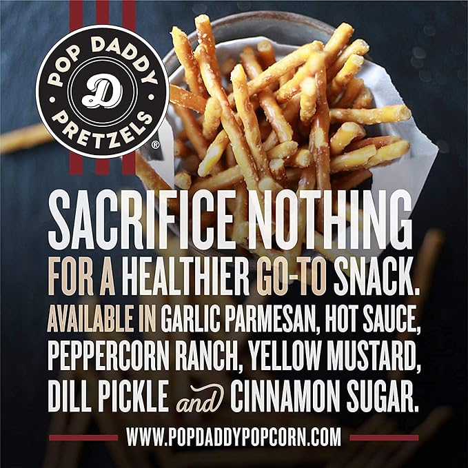 Pop Daddy Flavored Pretzels Sticks, Healthy Gourmet Pretzels, 7.5oz Variety Pack, 3 Pack, Garlic