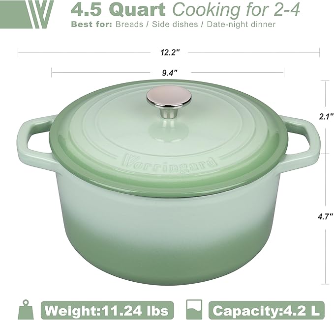 Enameled Cast Iron Dutch Oven Pot with Lid, for Bread Baking, Round Bread Oven- include Sourdough