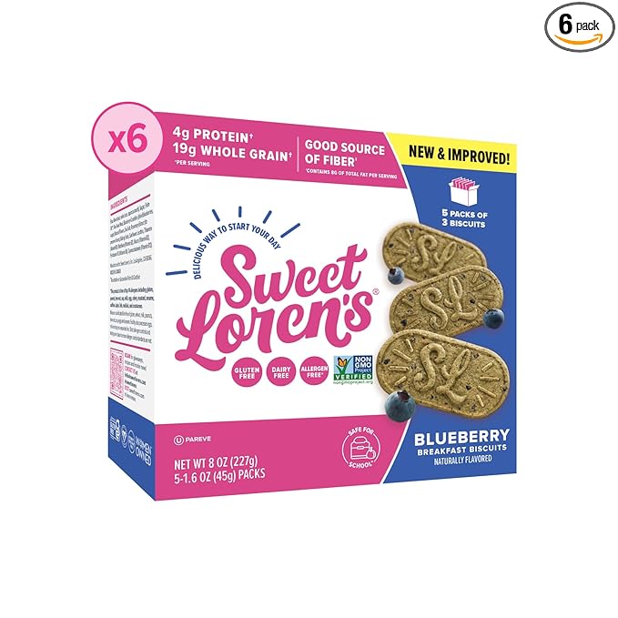 Sweet Loren's Vegan Breakfast Biscuits | Blueberry | 4g Protein, 19g Whole Grains | Plant Based