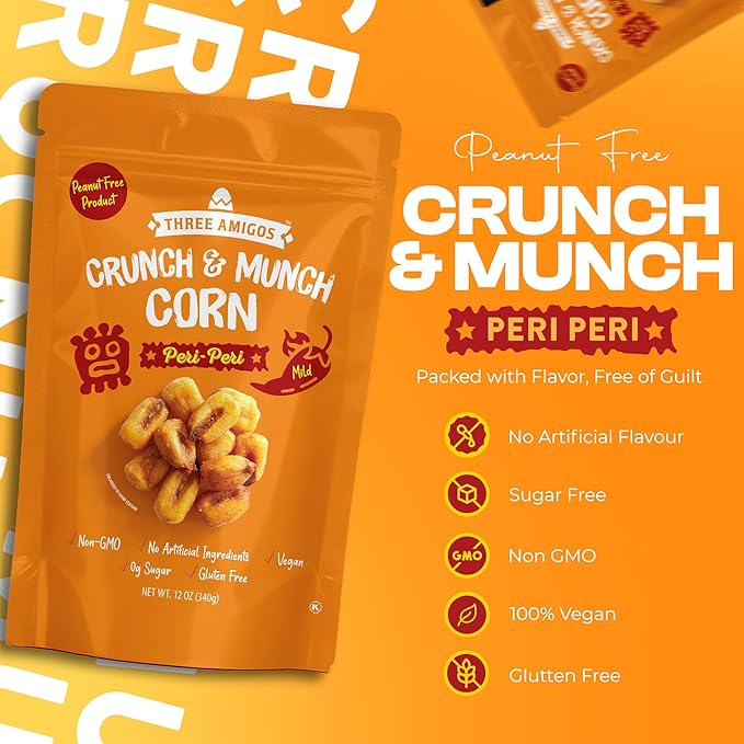 Three Amigos Corn Nuts Suger Free, 100% Vagan, Peanut Free Non-GMO (All Natural Ingredients)