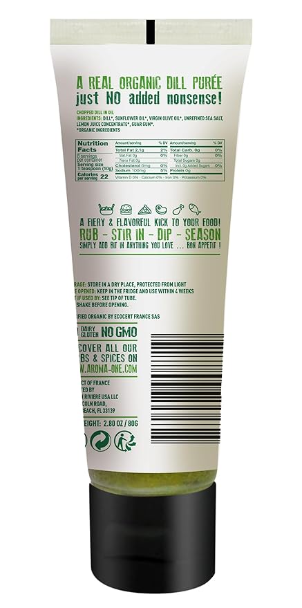 Aroma One Dill Puree Paste - Organic Herb Concentrate for Cooking, Seasoning & Sauces - Fresh