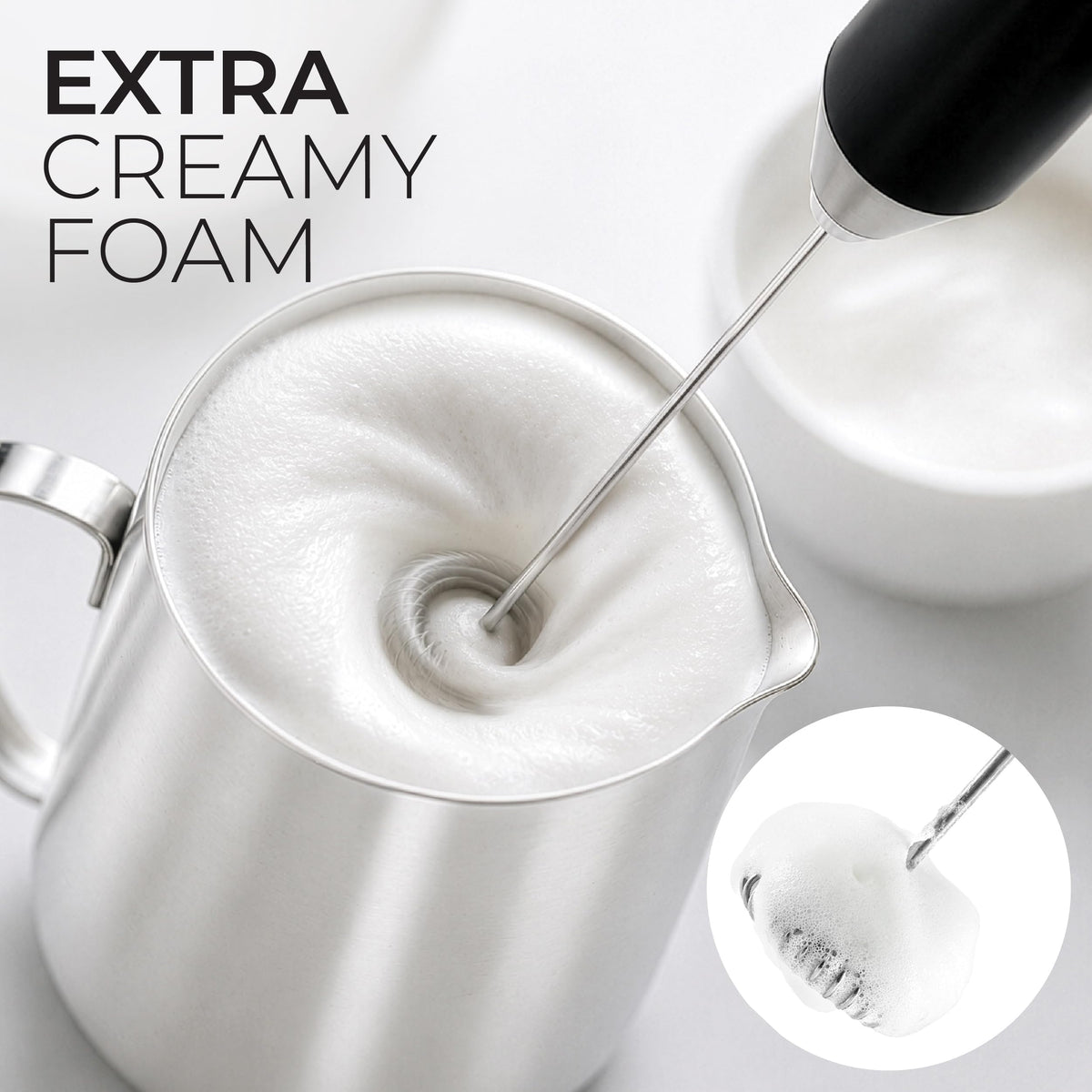 Zulay Kitchen Milk Frother Handheld - Mini Frother Wand, Milk Mixer, Drink Whisk for Coffee, Matcha