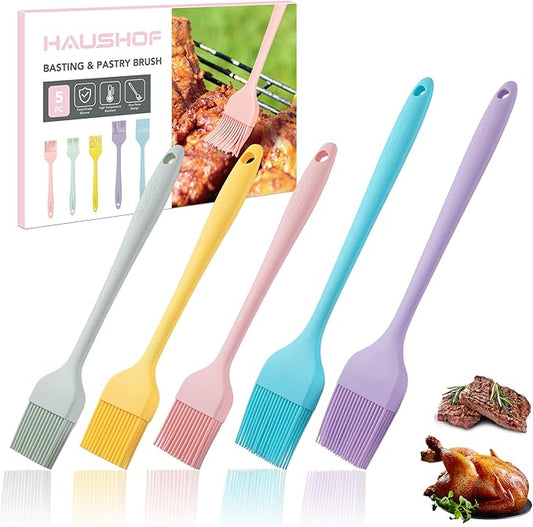 HAUSHOF Silicone Basting Pastry Brush, Heat Resistant Pastry Brush Set, One-Piece Design, Perfect