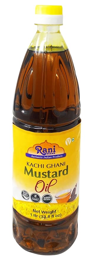 Rani Mustard Oil (Kachi Ghani) 33.8 Ounce (1 Liter) NON-GMO | Gluten Free | Vegan | 100% Natural |