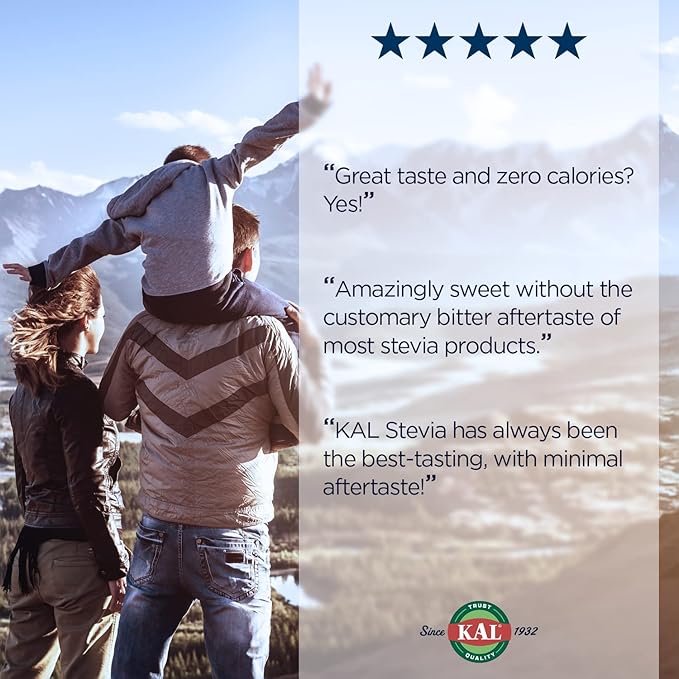 KAL Sure Stevia Extract Powder, Low Carb, Plant Based Stevia Sweetener, Great Taste, Zero Calories
