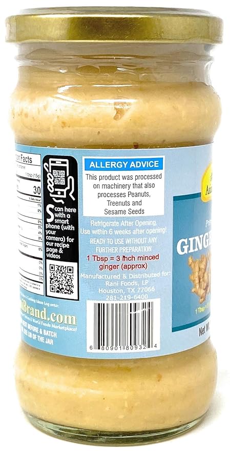 Asian Kitchen Ginger Cooking Paste 10.5oz (300g) Glass Jar ~ Vegan | Gluten Free | NON-GMO | No