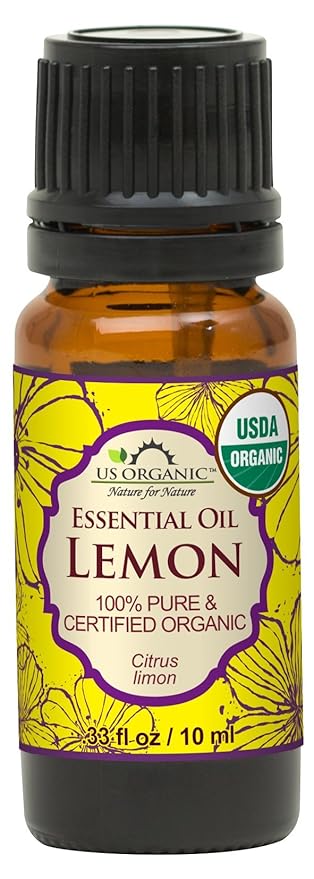 US Organic 100% Pure Lemon Essential Oil - USDA Certified Organic, Cold Pressed - W/Euro droppers