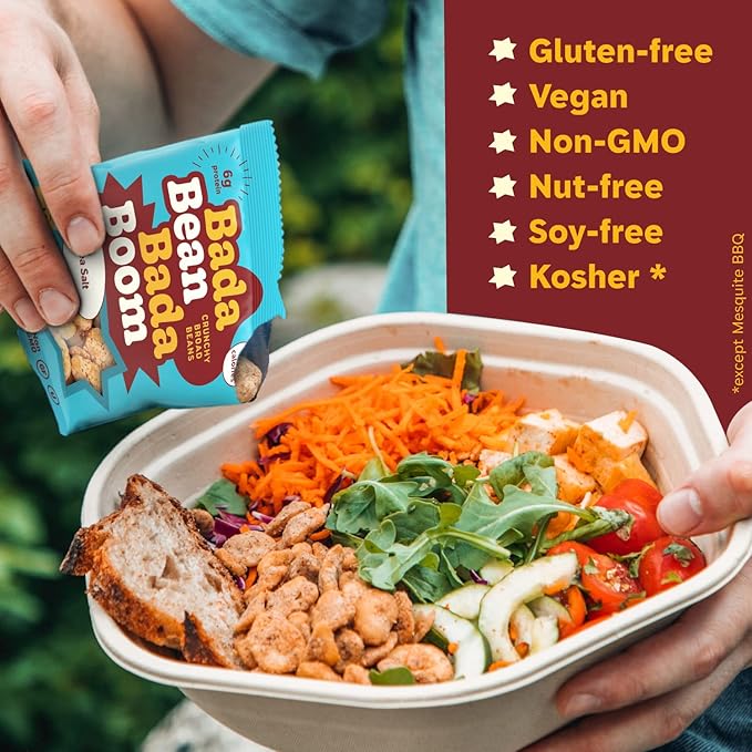 Bada Bean Bada Boom Plant-Based Protein, Gluten Free, Vegan, Crunchy Roasted Broad (Fava) Bean