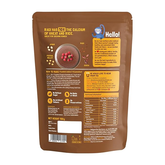 Slurrp Farm Instant Breakfast Millet Pancake Mix, Chocolate And Supergrains, Natural And Healthy
