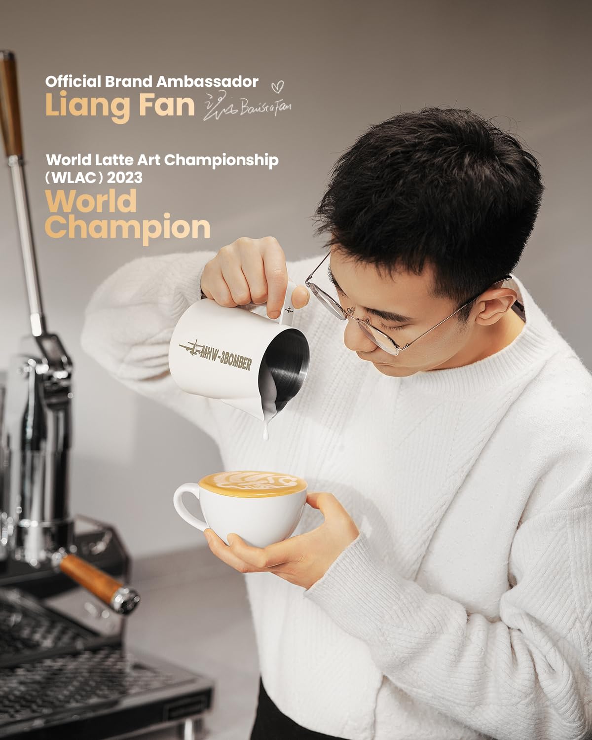 MHW-3BOMBER Latte Art Pitcher Stainless Steel Milk Frothing Pitcher Steamed Espresso Cup Barista