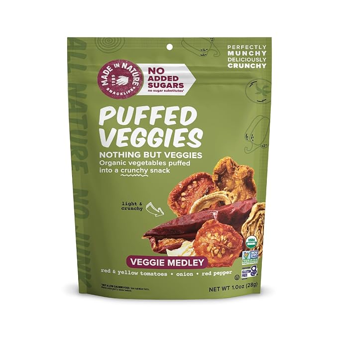 Made In Nature Organic Puffed Veg Medley, 1 Ounce (Pack of 6) ??Veggie Variety Pack, Vegan Snack