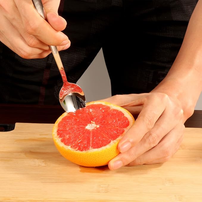 5 PCS Grapefruit Spoons, Stainless Steel Grapefruit Spoon Utensil Set, Serrated Edge & Thick Gauge