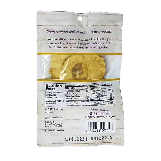 Fruit for Thought Dried Pineapple | Dried Fruit Snack Packs Ideal for the Family | At Home, Work
